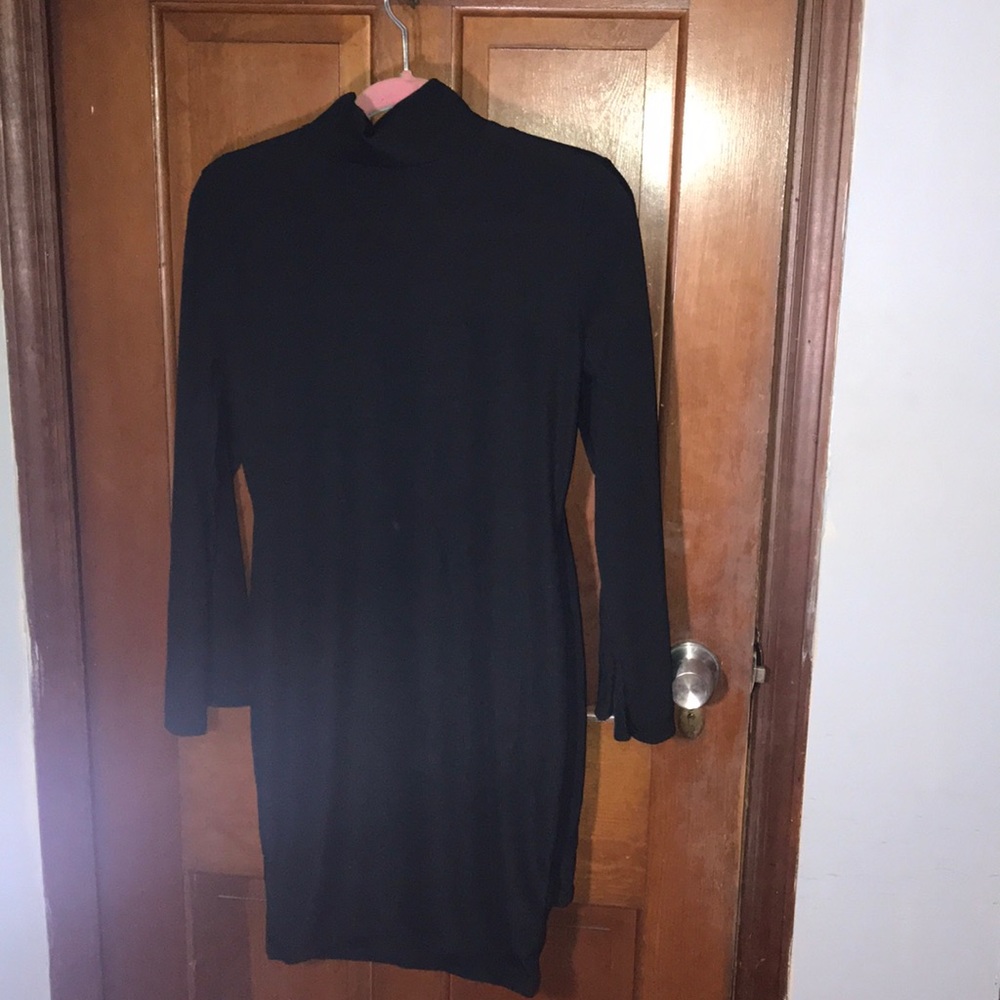 Black turtle neck mini dress